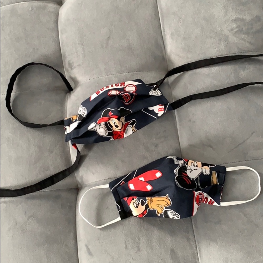 Bundle Two Red Sox Mickey Mouse Face Kid Masks